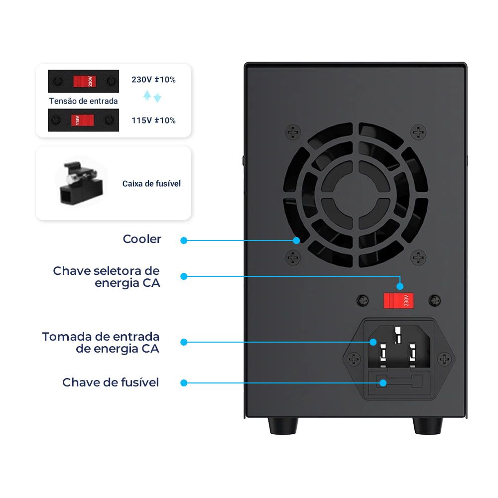 Fonte de Bancada Wanptek GC3010 32V 10A 320W Azul